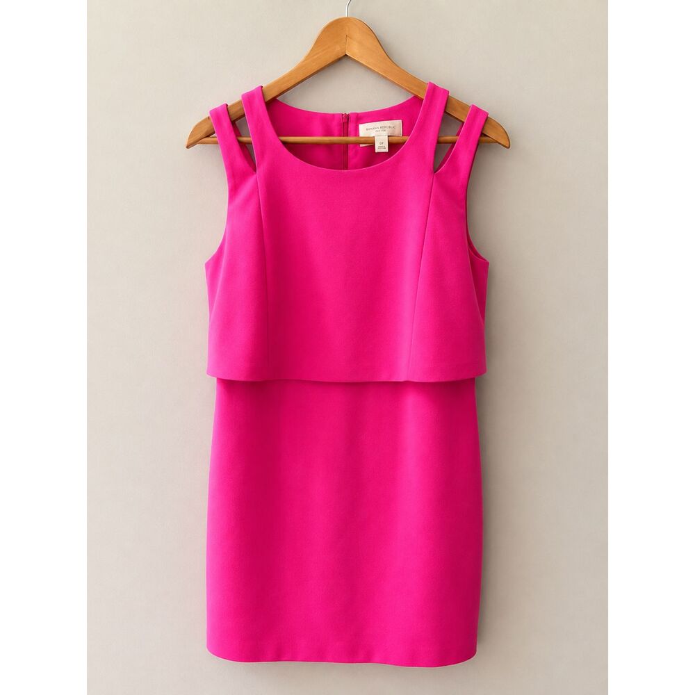 Skies Are Blue Pink Overlay Sheath Dress Women's Medium EUC
